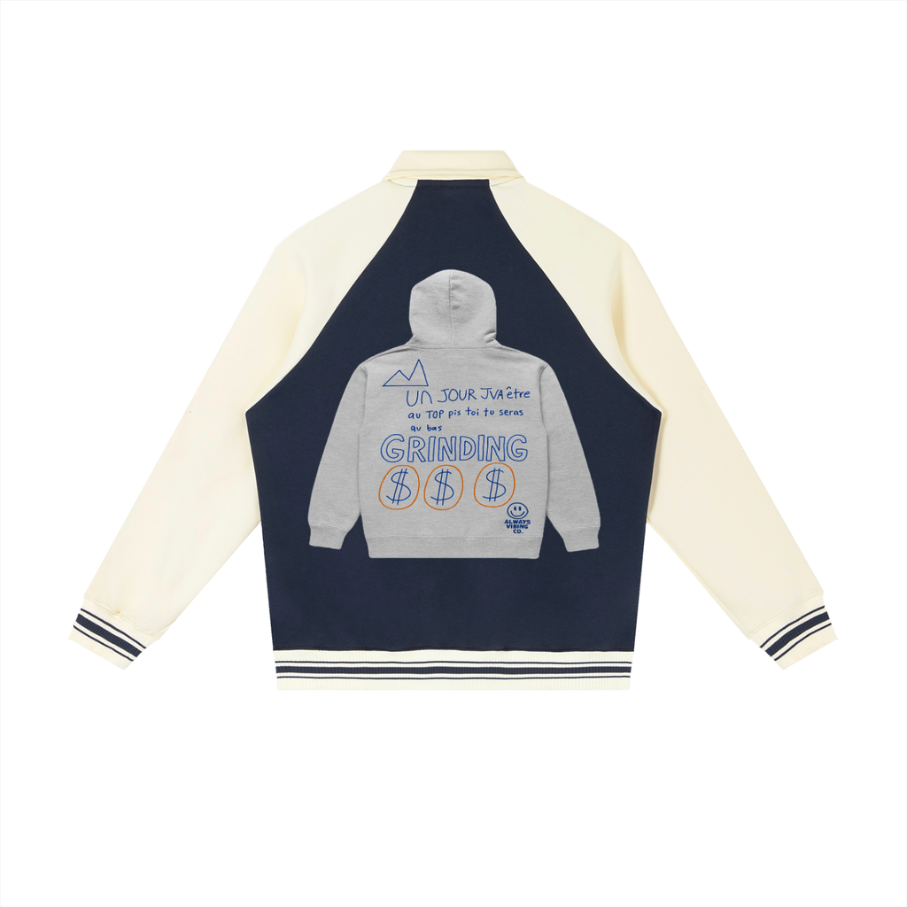 Contrast Raglan Sleeve Baseball Jacket