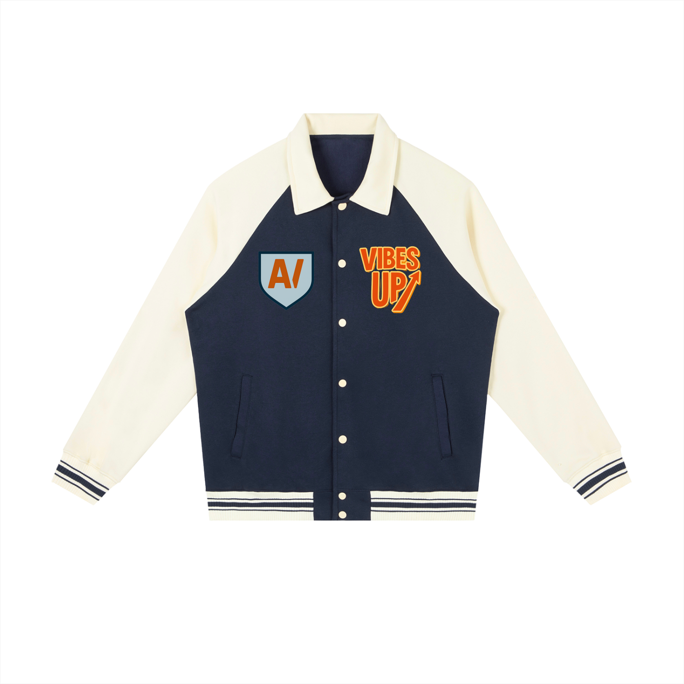 Contrast Raglan Sleeve Baseball Jacket