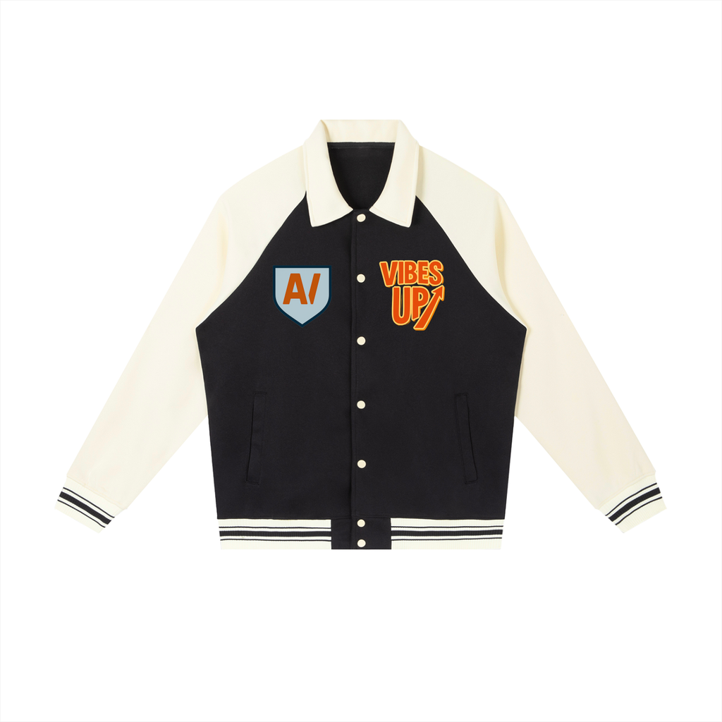 Contrast Raglan Sleeve Baseball Jacket