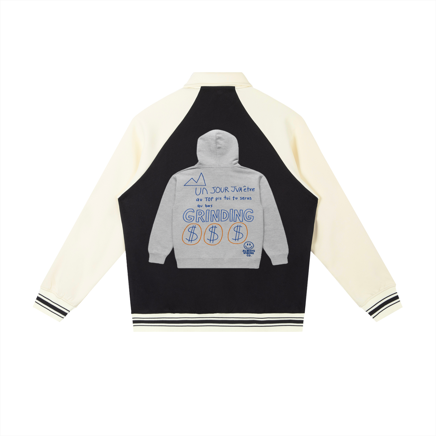 Contrast Raglan Sleeve Baseball Jacket
