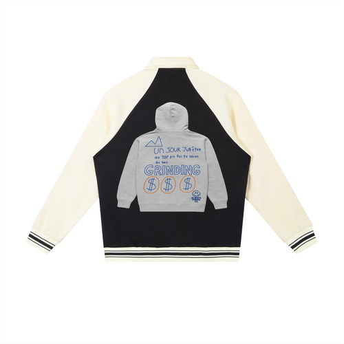 Contrast Raglan Sleeve Baseball Jacket