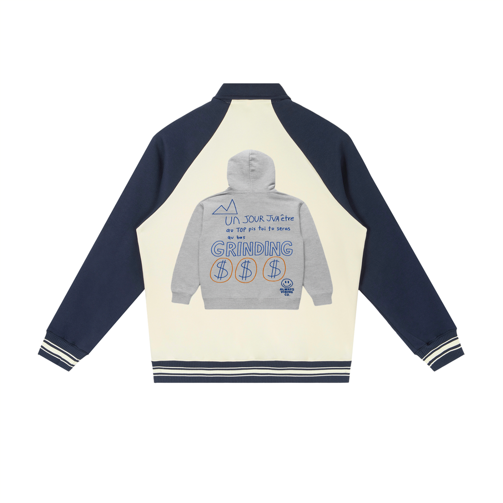 Contrast Raglan Sleeve Baseball Jacket