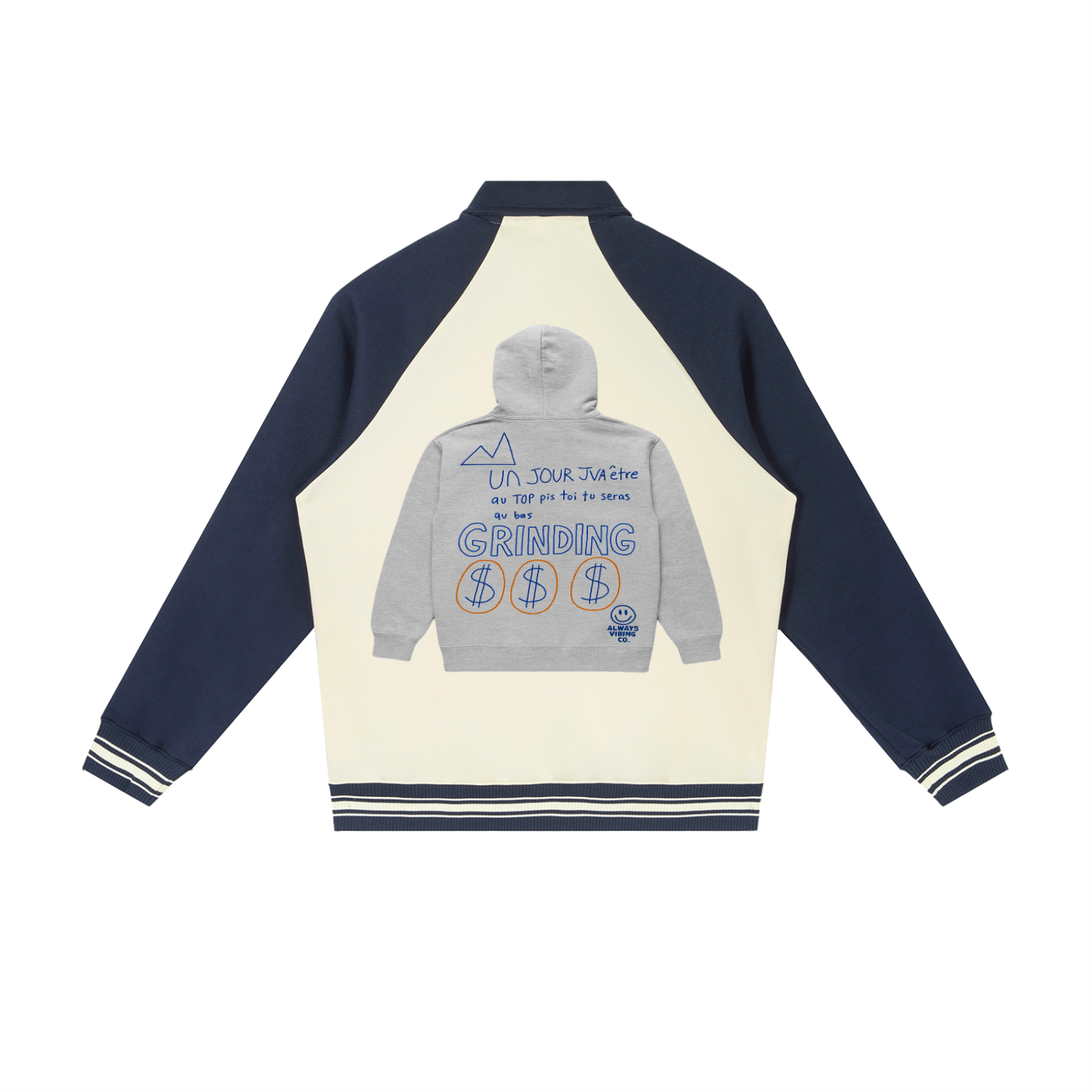 Contrast Raglan Sleeve Baseball Jacket