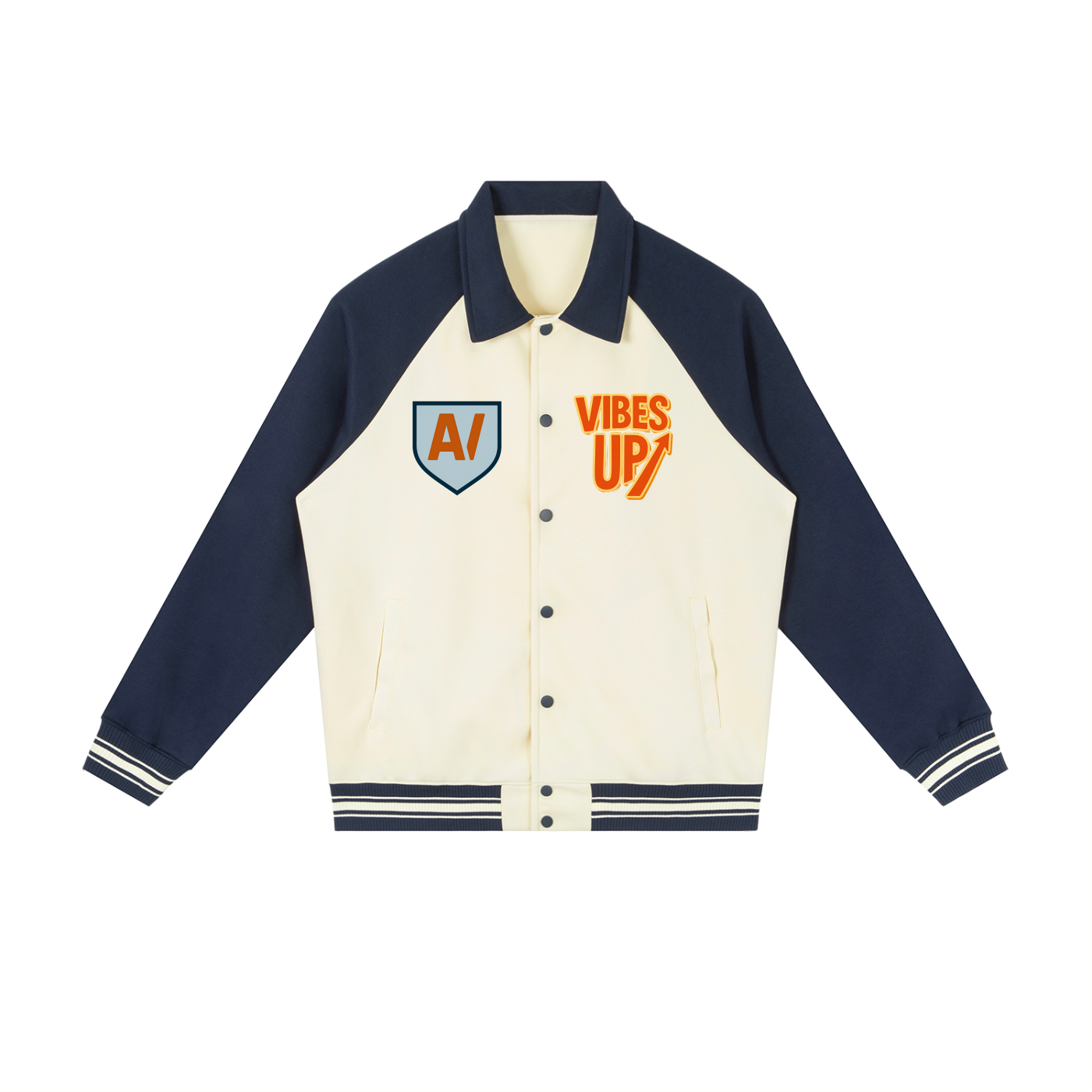 Contrast Raglan Sleeve Baseball Jacket