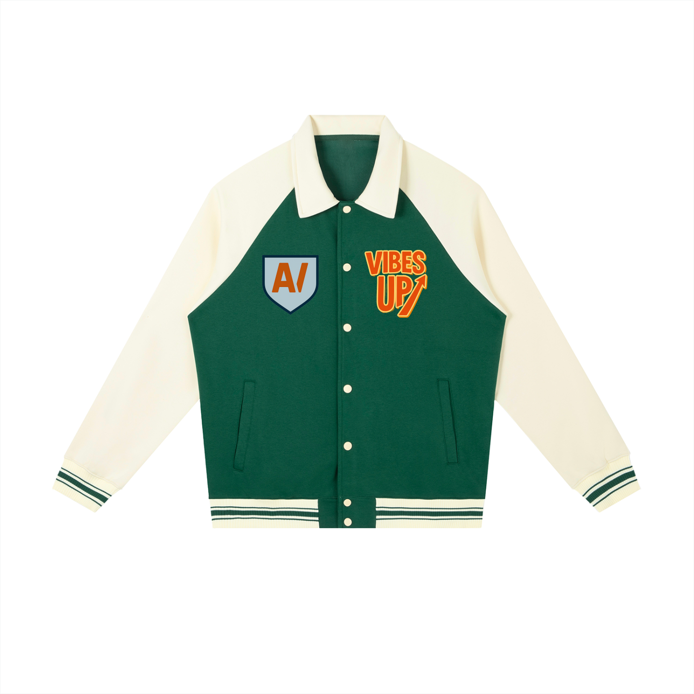 Contrast Raglan Sleeve Baseball Jacket
